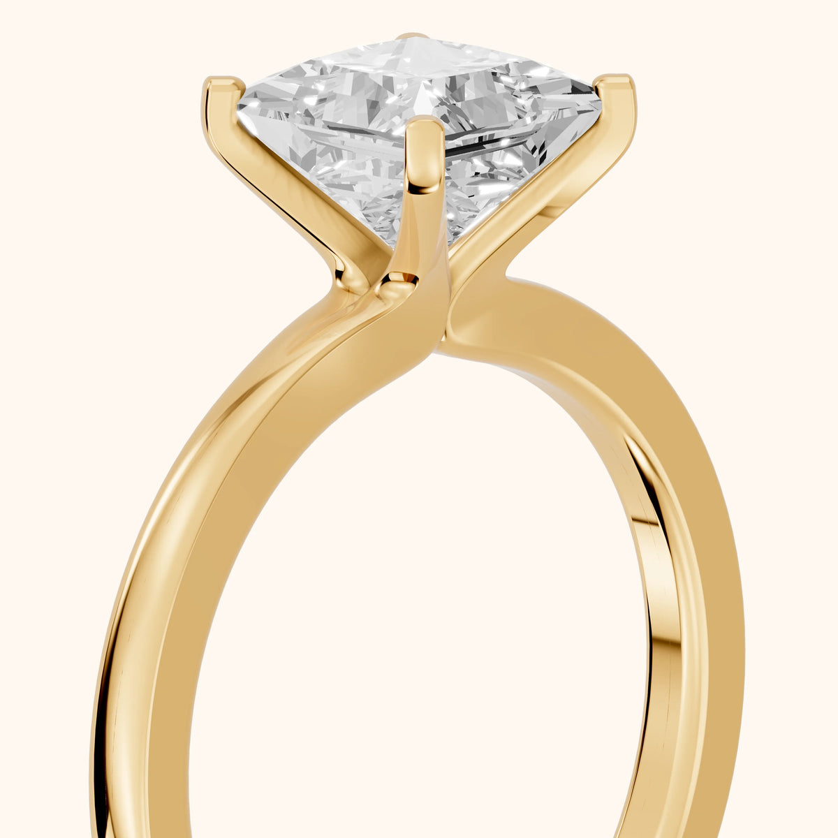 Matilda Cathedral Solitaire Princess Diamond Engagement Ring in Yellow Gold - slant-view.webp