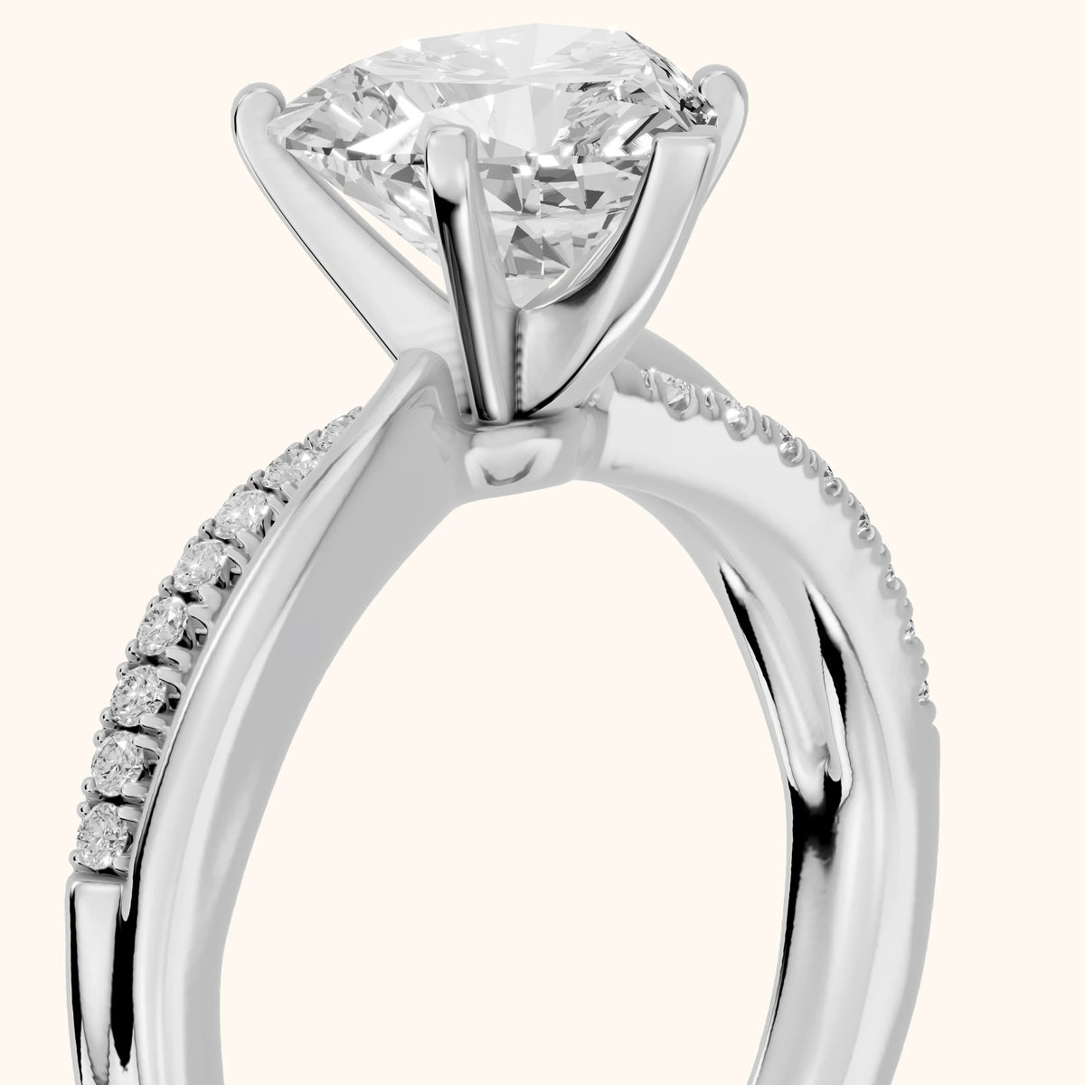 Alida Split Shank Pavé Heart Diamond Engagement Ring in Silver - slant-view.webp