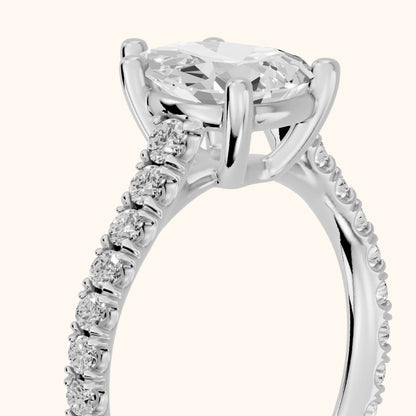 Una Cathedral Pavé Pear Diamond Engagement Ring in Silver - slant-view.webp