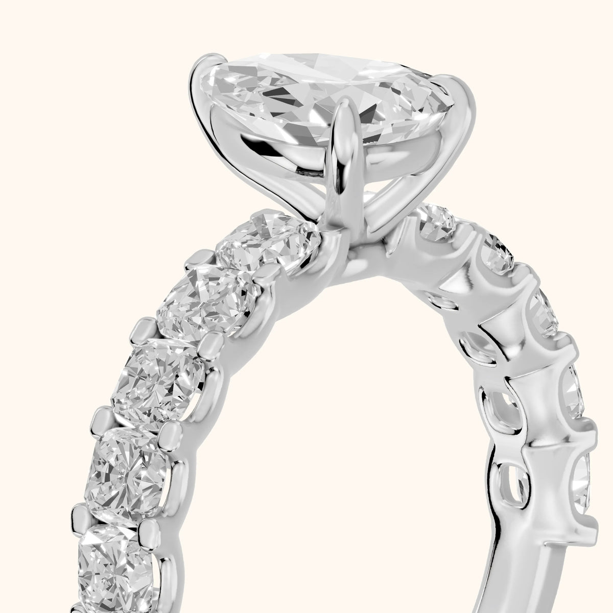 Katarina Statement Pavé Pear Diamond Engagement Ring in Platinum - slant-view.webp