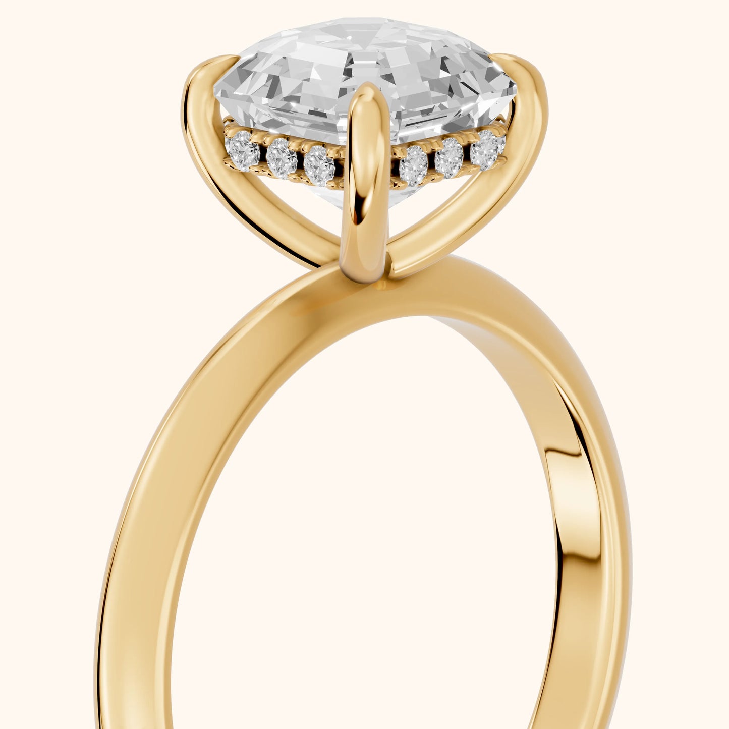 Amaya Hidden Halo Asscher Diamond Ring in Yellow Gold - slant-view.webp