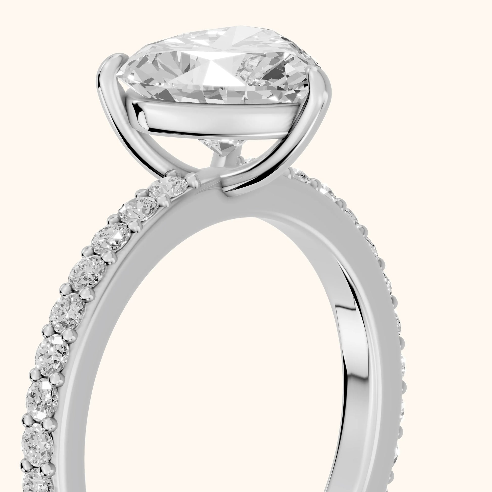 Aisha Pavé Solitaire Heart Diamond Engagement Ring in White Gold - slant-view.webp
