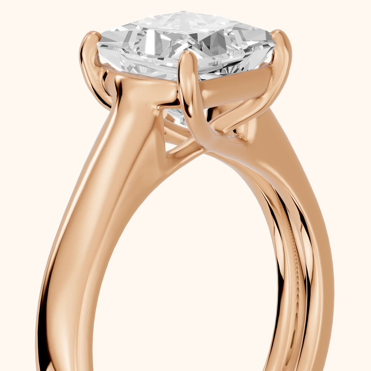 Heather Solitaire Cathedral Princess Diamond Engagement Ring in Rose Gold - slant-view.webp
