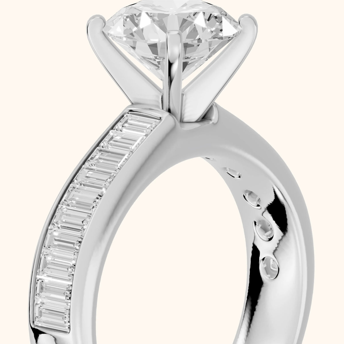 Malibu Wide Band Baguette Round Diamond Engagement Ring in White Gold - slant-view.webp