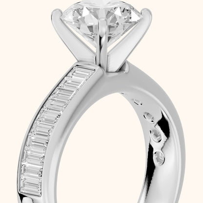 Malibu Wide Band Baguette Round Diamond Engagement Ring in White Gold - slant-view.webp