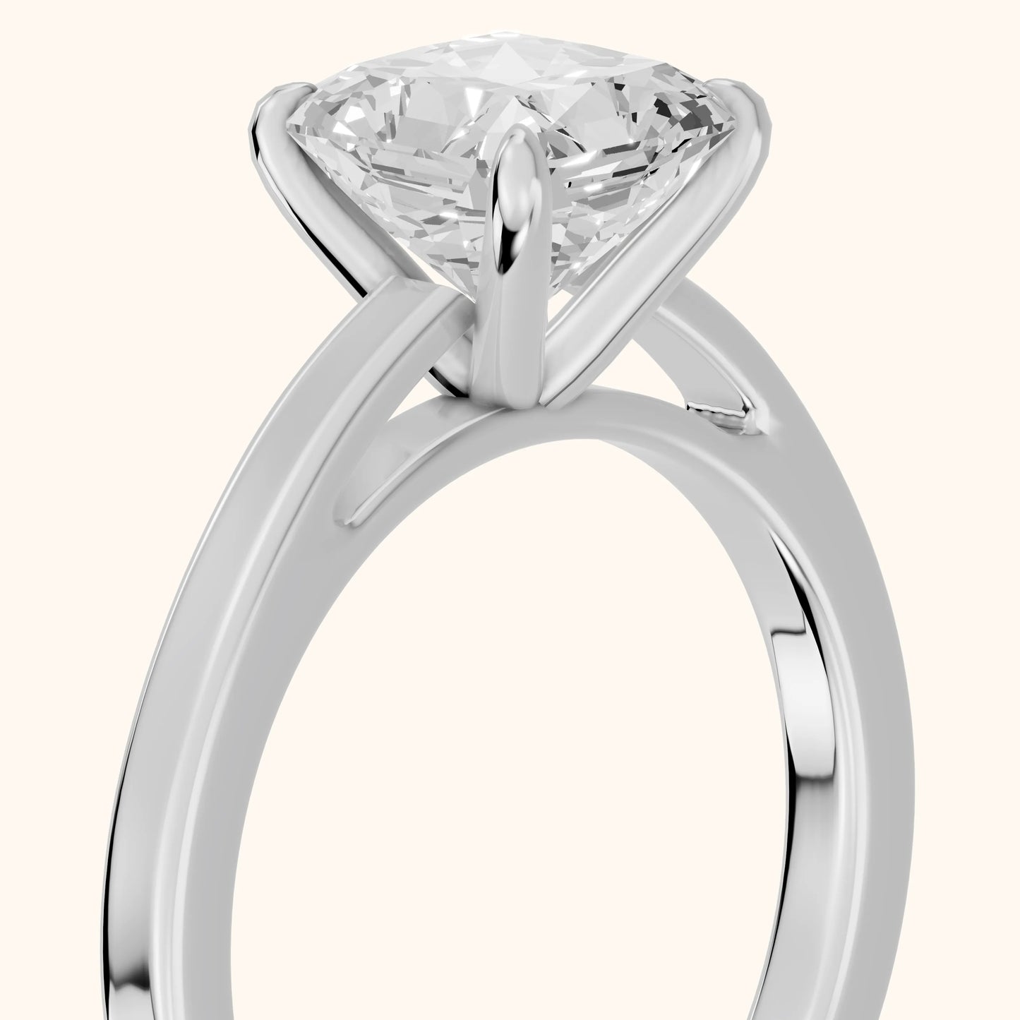 Kaia Solitaire Radiant Diamond Ring in Silver - slant-view.webp