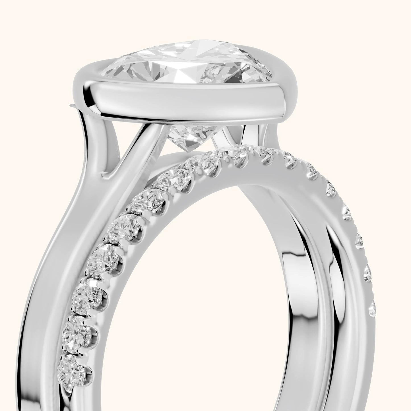 Ayla Bezel Bypass Heart Diamond Ring in Platinum - slant-view.webp