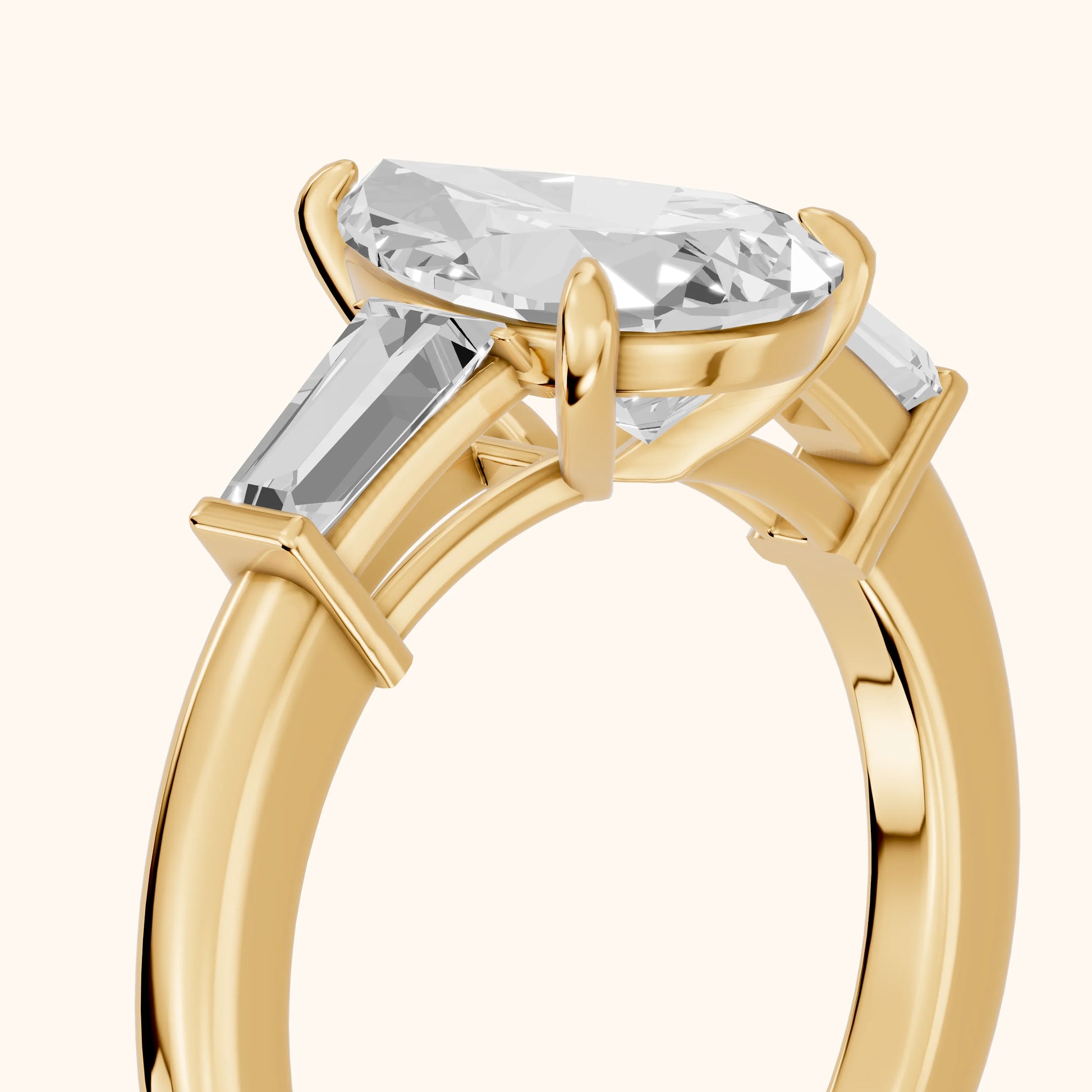Zelda Tapered Baguette Pear Diamond Engagement Ring in Yellow Gold - slant-view.webp