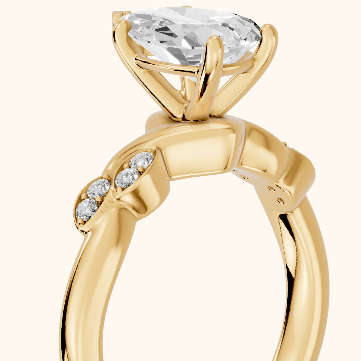 Robin Leaf Twist Pear Diamond Engagement Ring in Yellow Gold - slant-view.webp