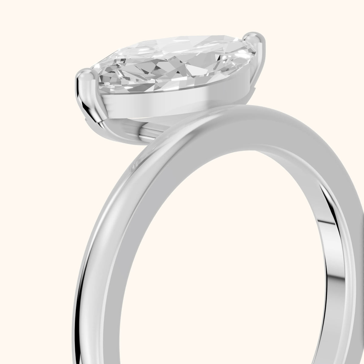 Maisie Four Prong Solitaire Marquise Diamond Engagement Ring in Silver - slant-view.webp