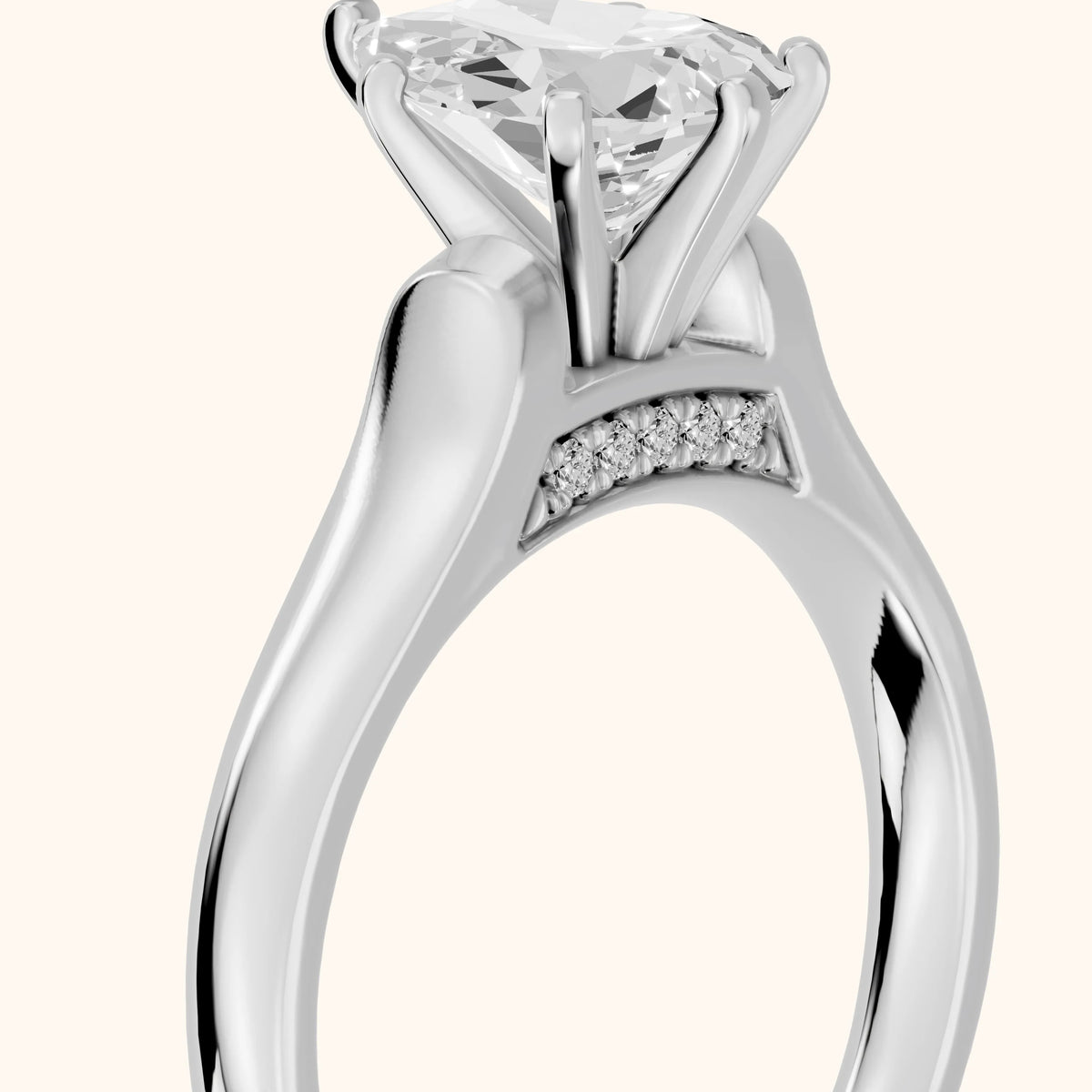 Avril Cathedral Pear Diamond Engagement Ring in Silver - slant-view.webp