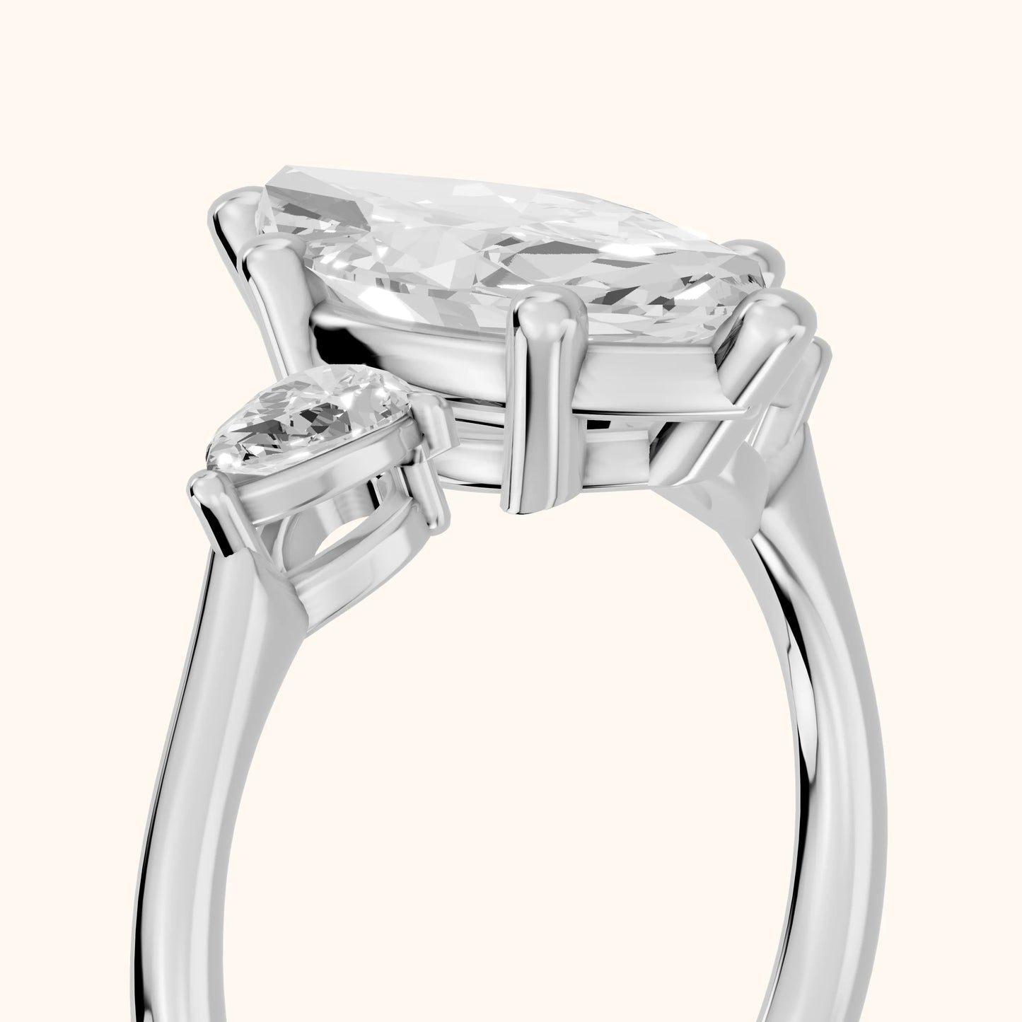 Faye Three-Stone Trellis Marquise Diamond Ring in Platinum - slant-view.webp