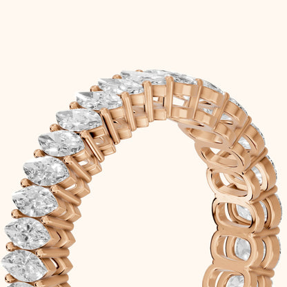 Tania Shared Prong Marquise & Cushion Diamond Eternity Band in Rose Gold - slant-view