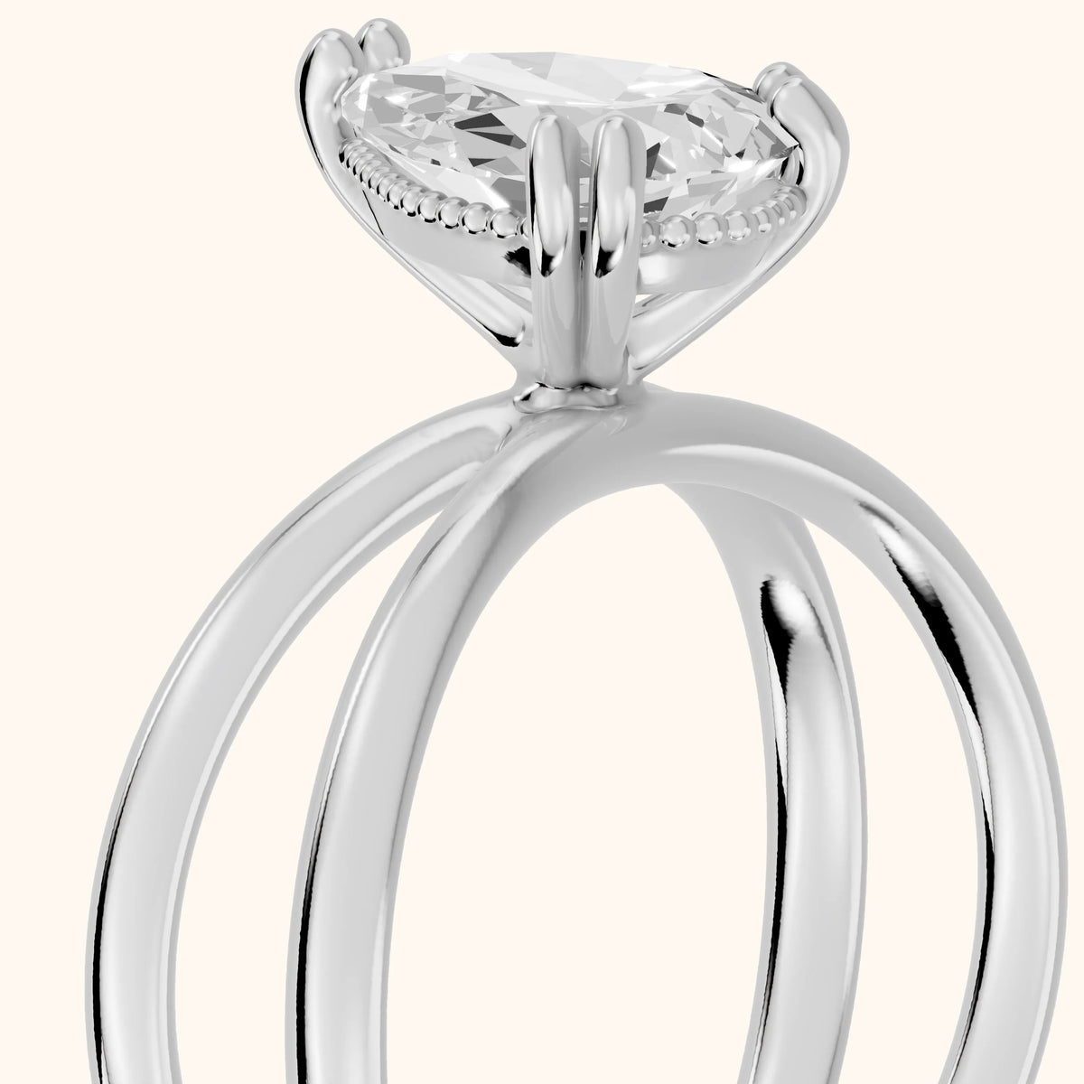 Yvonne Crossover Solitaire Pear Diamond Engagement Ring in Silver - slant-view.webp