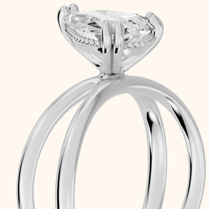 Yvonne Crossover Solitaire Pear Diamond Engagement Ring in Silver - slant-view.webp