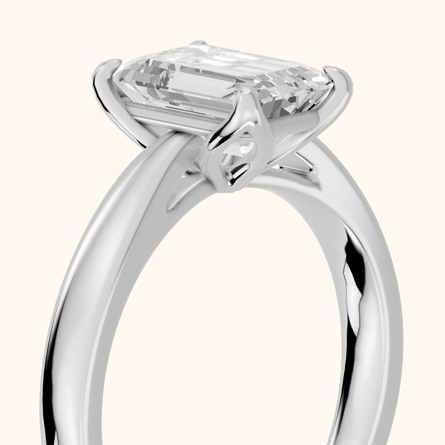 Lucia Solitaire Six-Prong Emerald Diamond Engagement Ring in Platinum - slant-view.webp