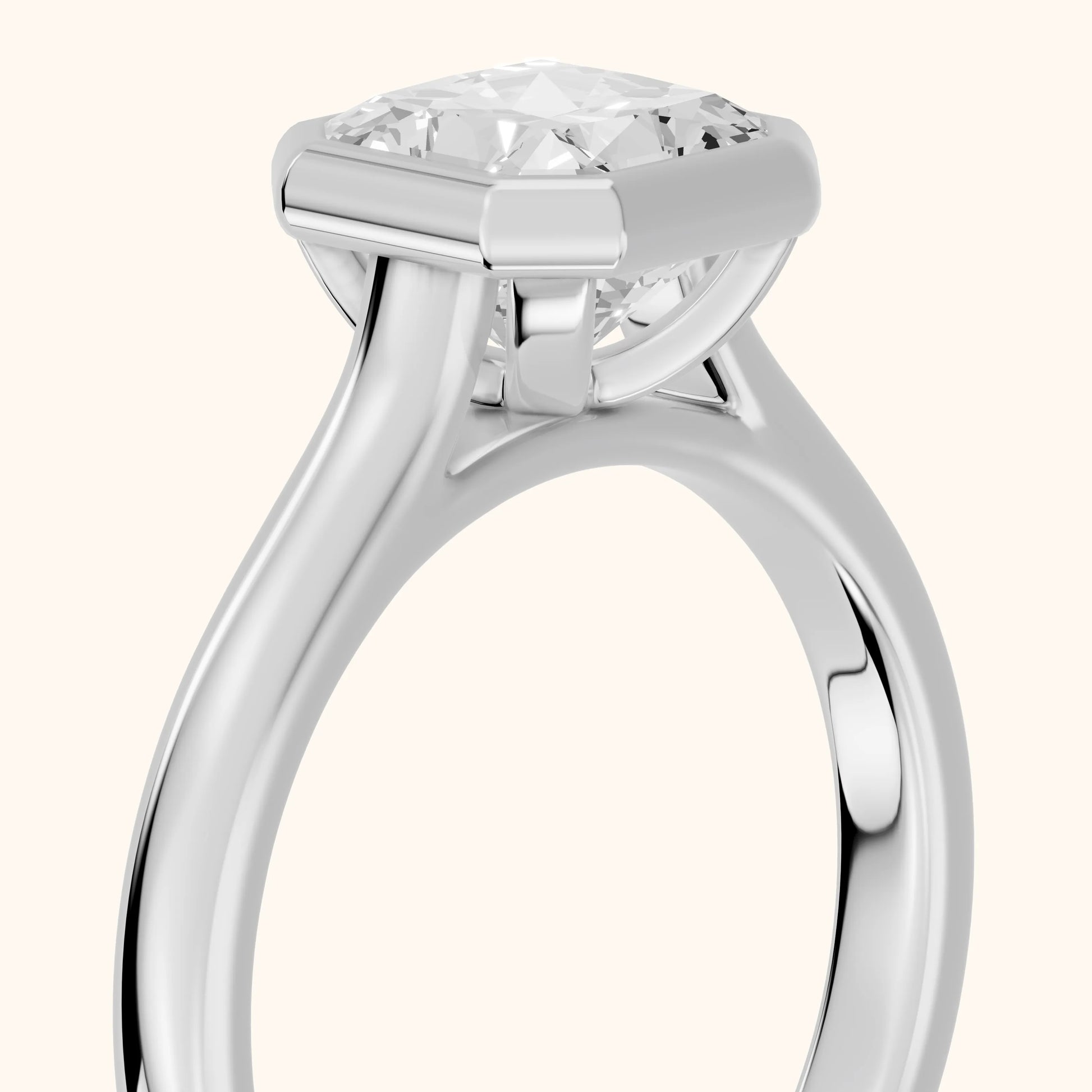 Jolie Bezel Solitaire Radiant Diamond Engagement Ring in Silver - slant-view.webp