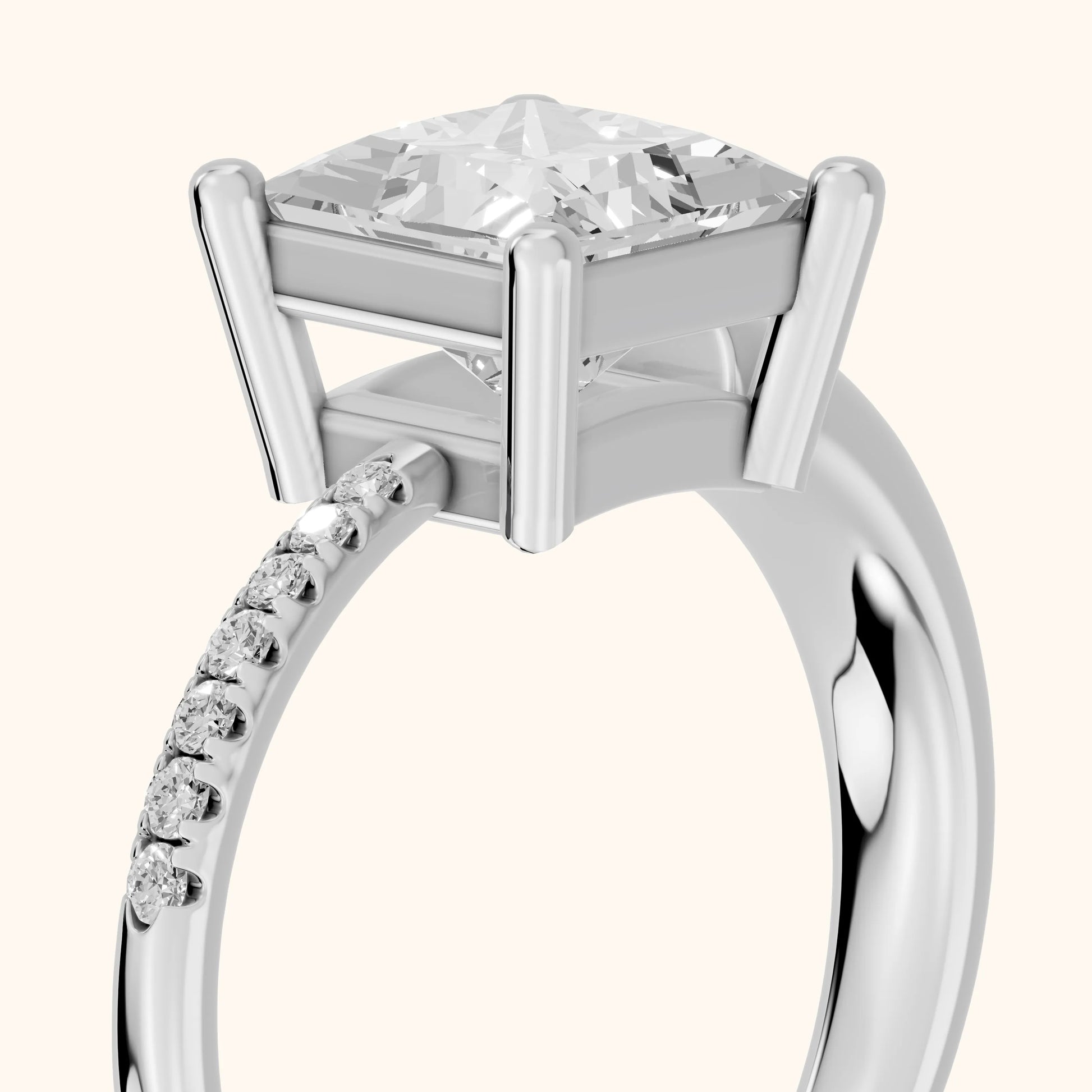 Rosie Solitaire Basket Princess Diamond Engagement Ring in Platinum - slant-view.webp