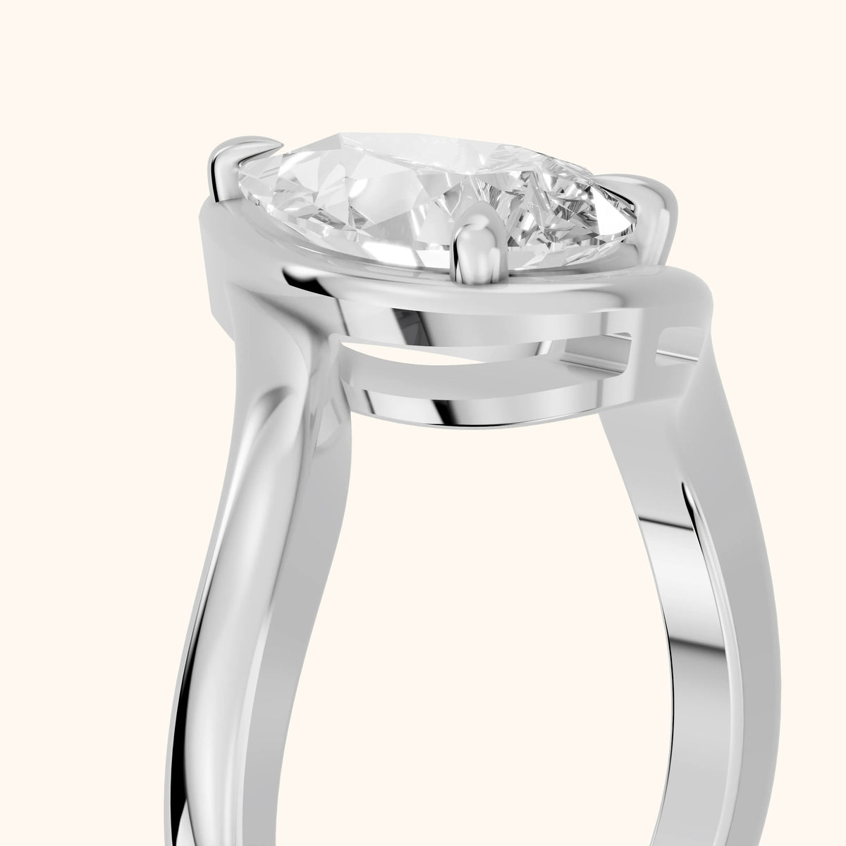 Tabitha Bypass Partial Bezel Pear Diamond Engagement Ring in Silver - slant-view.webp