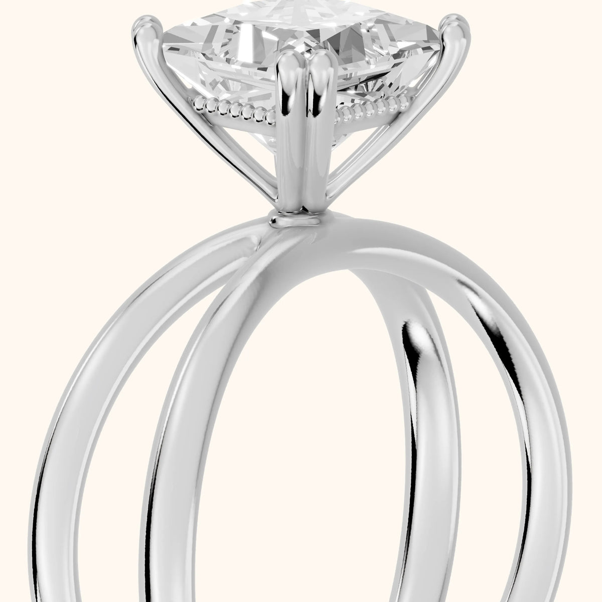 Yvonne Crossover Solitaire Princess Diamond Engagement Ring in White Gold - slant-view.webp