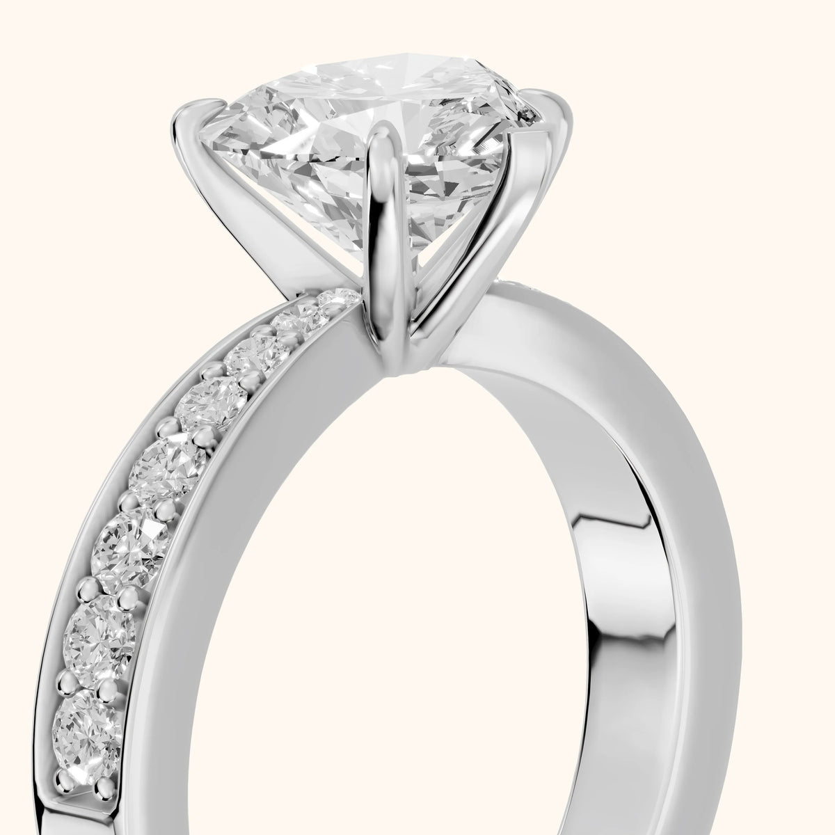 Riley Cathedral Pavé Heart Diamond Engagement Ring in Platinum - slant-view.webp
