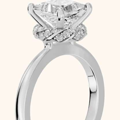 Susie Hidden Halo Twist Princess Diamond Engagement Ring in Platinum - slant-view.webp