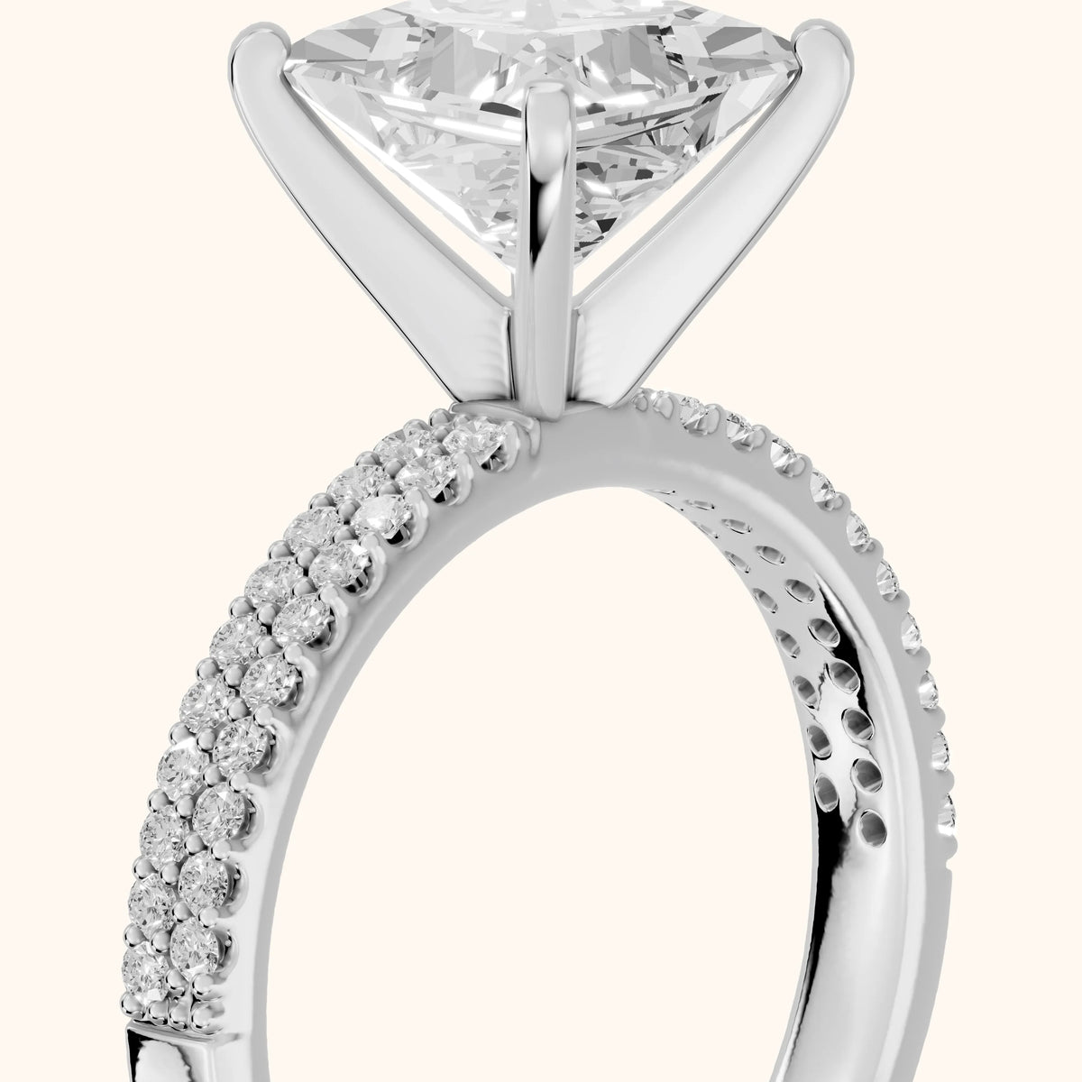 Sirena Micropavé Princess Diamond Engagement Ring in Silver - slant-view.webp