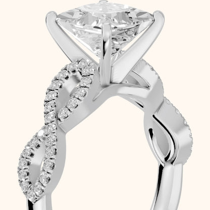 Althea Twist Micropavé Princess Diamond Engagement Ring in Silver - slant-view.webp