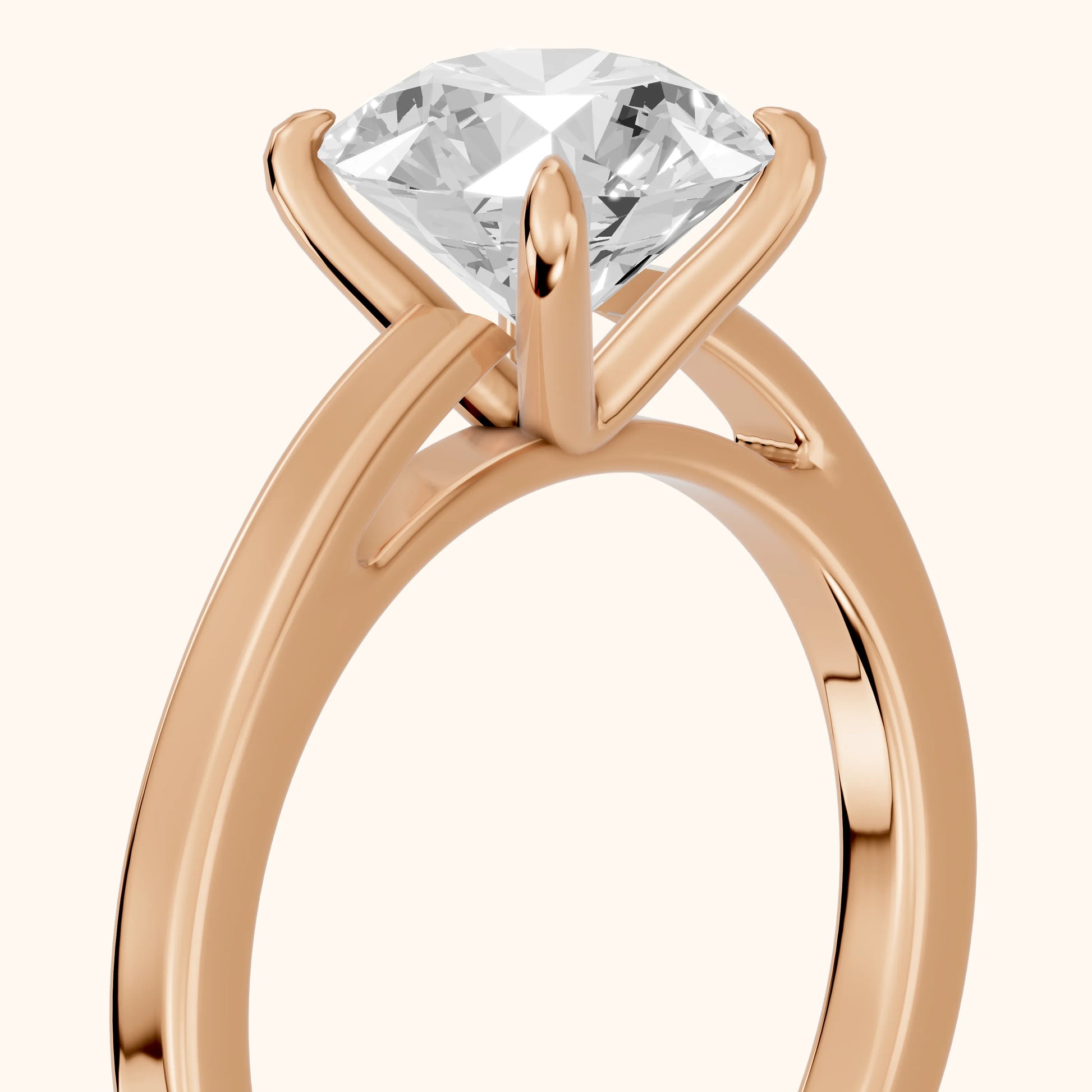 Kaia Solitaire Round Diamond Ring in Rose Gold - slant-view.webp