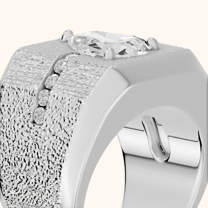 Ames Engraved Channel Set Pear Diamond Engagement Ring in Silver - slant-view.webp