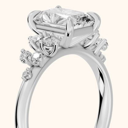 Mirabelle Cluster Radiant Diamond Engagement Ring in Platinum - slant-view.webp
