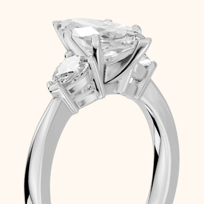 Amabel Three-Stone Marquise Diamond Engagement Ring in White Gold - slant-view.webp