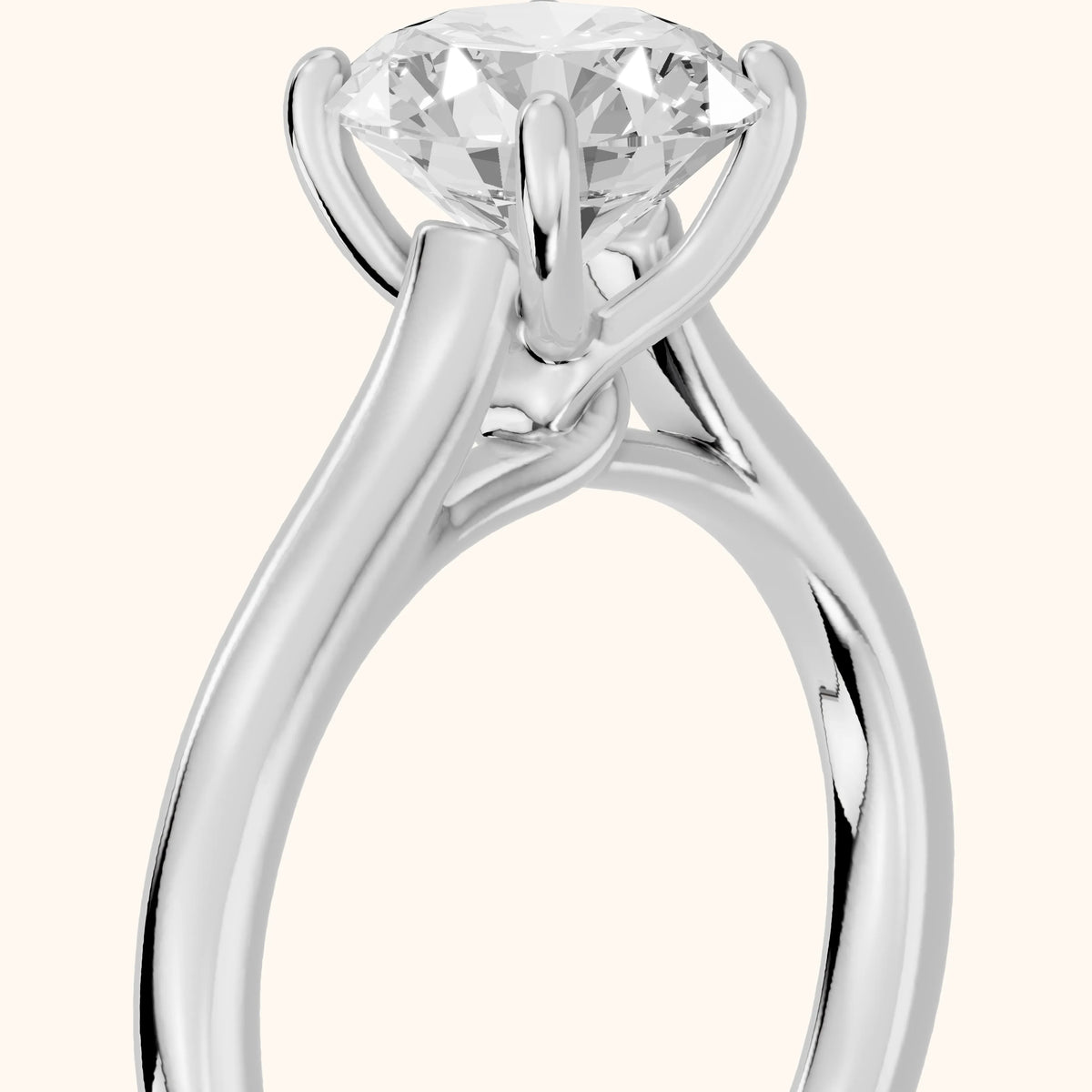 Emeline Solitaire Cathedral Round Diamond Engagement Ring in Platinum - slant-view.webp