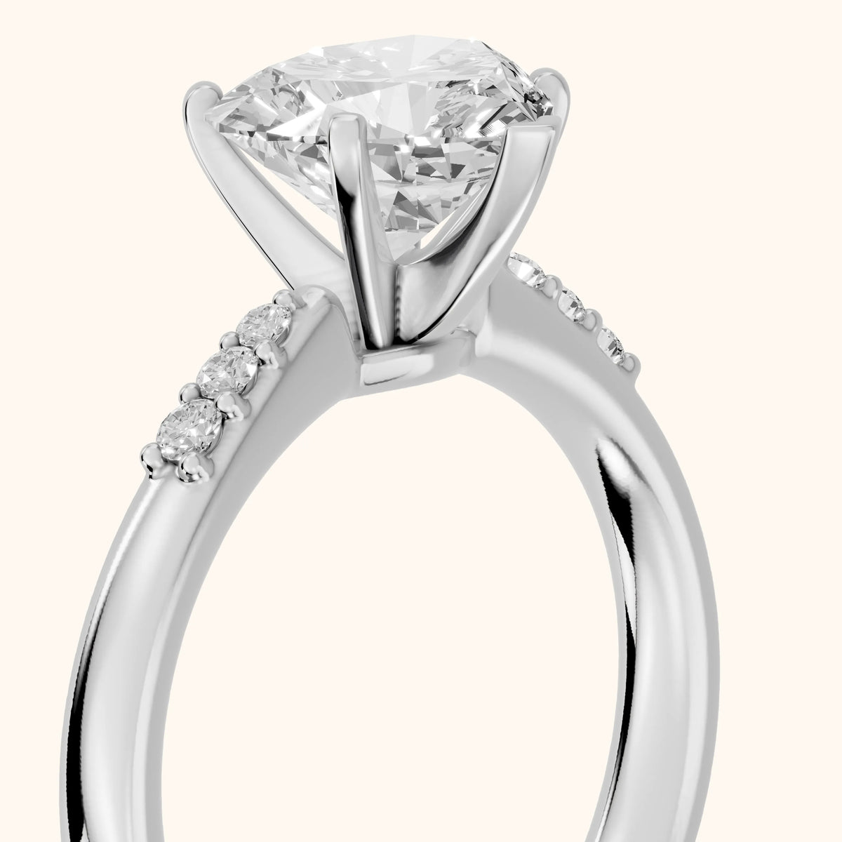 Eugenie Flush-Set Heart Diamond Engagement Ring in Platinum - slant-view.webp