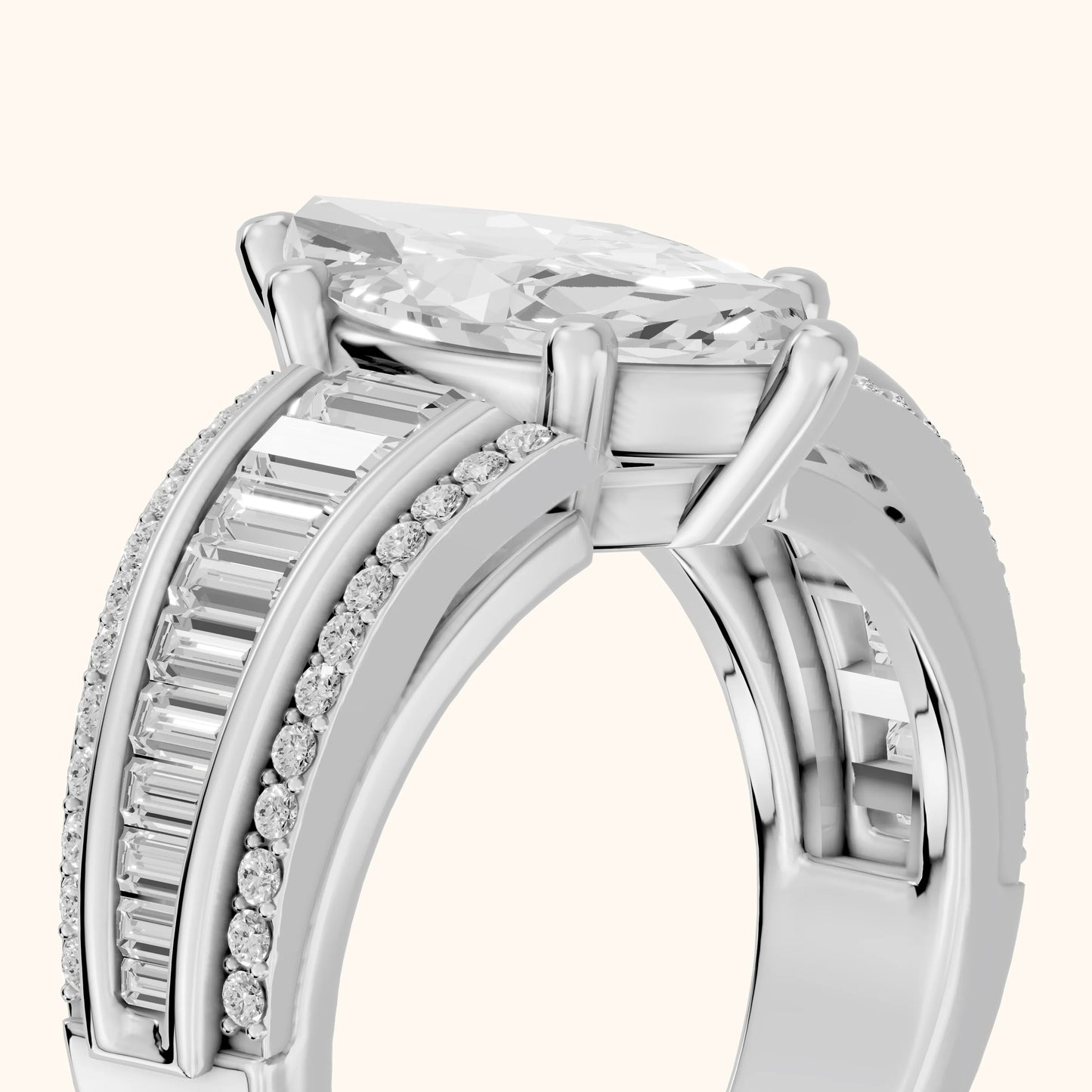 Halle Channel Set Baguette Accent Marquise Diamond Engagement Ring in White Gold - slant-view.webp