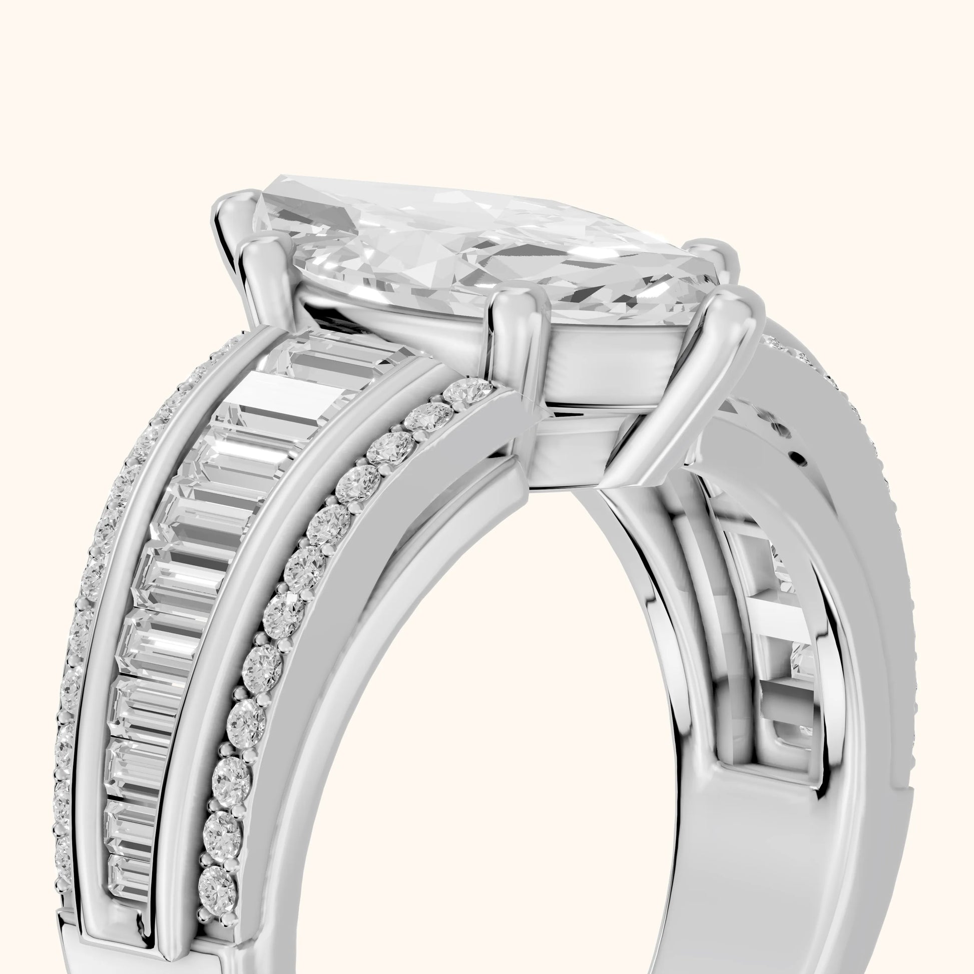 Halle Channel Set Baguette Accent Marquise Diamond Engagement Ring in White Gold - slant-view.webp