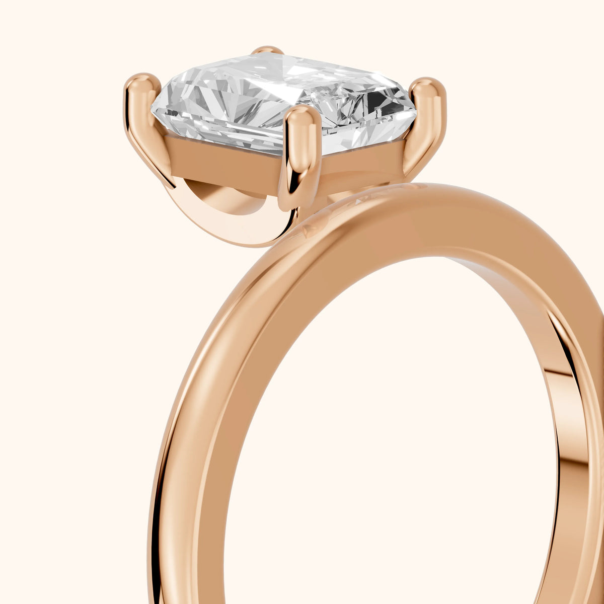Maisie Four Prong Solitaire Radiant Diamond Engagement Ring in Rose Gold - slant-view.webp