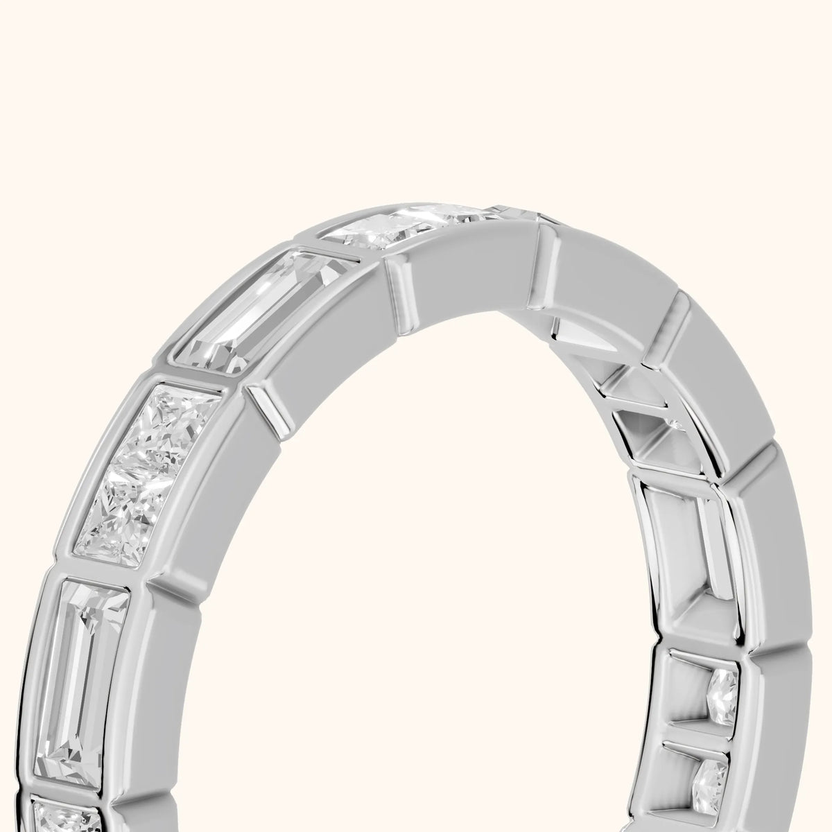Elodie Bezel Baguette & Princess Diamond Eternity Band in Platinum - slant-view
