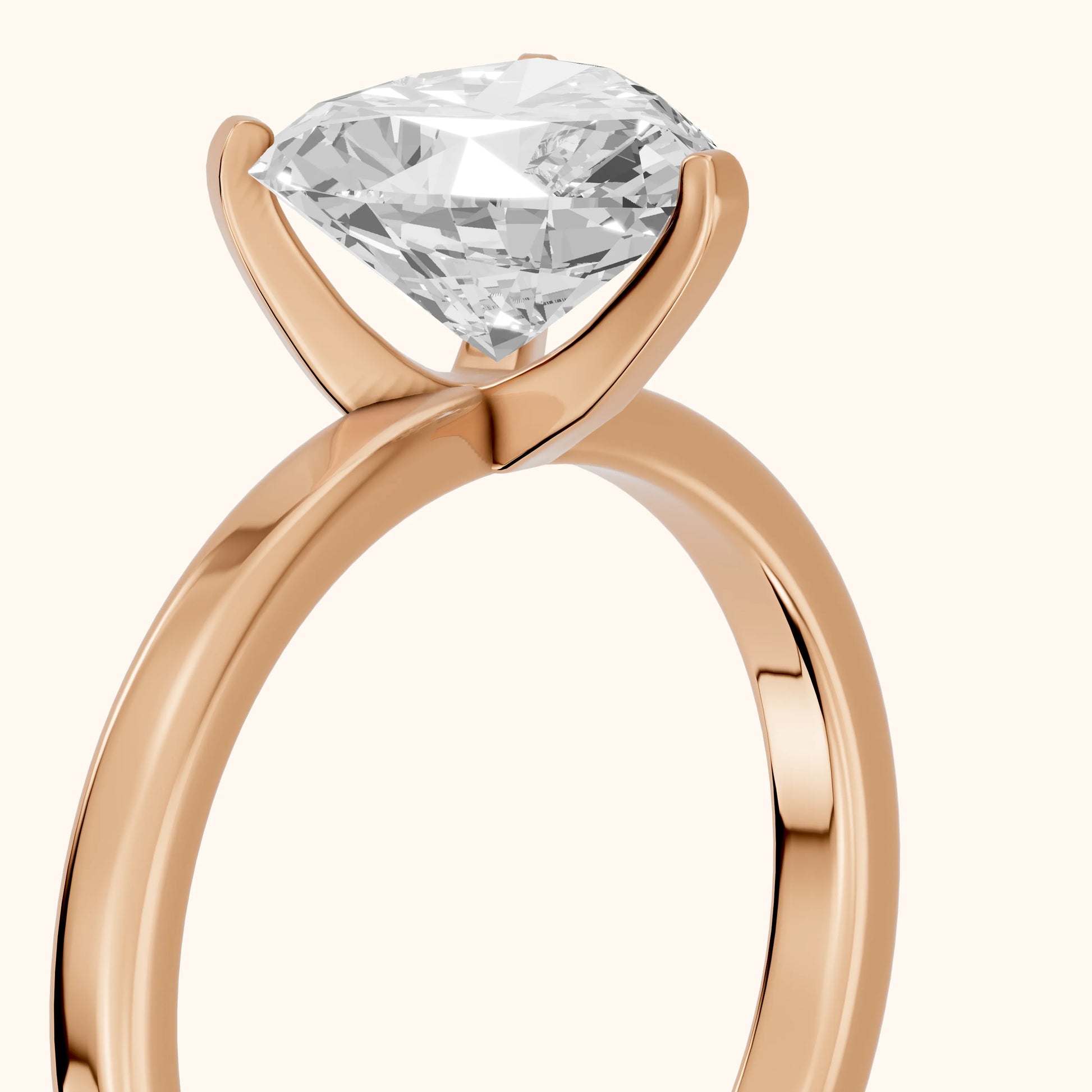 Liana Solitaire Claw Prong Heart Diamond Engagement Ring in Rose Gold - slant-view.webp