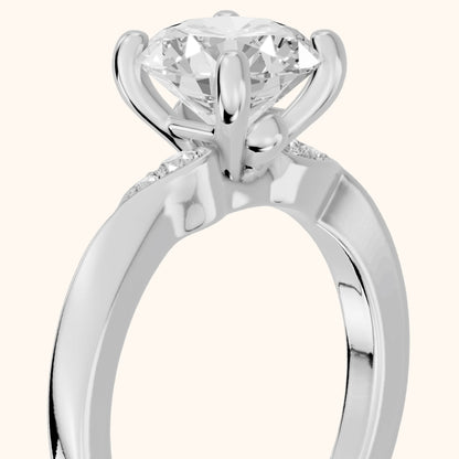 Annabelle Leaf Pavé Round Diamond Engagement Ring in Platinum - slant-view.webp