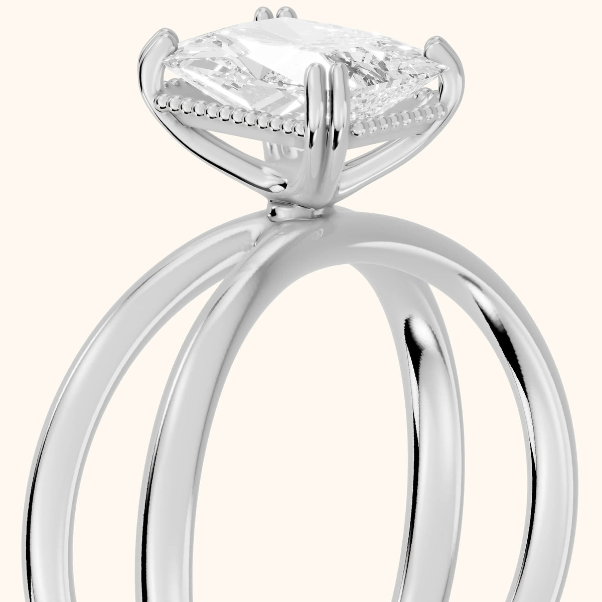 Yvonne Crossover Solitaire Radiant Diamond Engagement Ring in Platinum - slant-view.webp