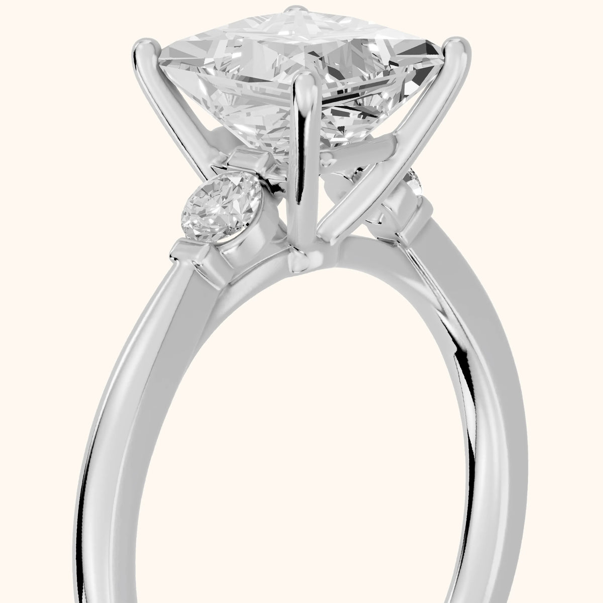 Micaela Three-Stone Princess Diamond Engagement Ring in Silver - slant-view.webp
