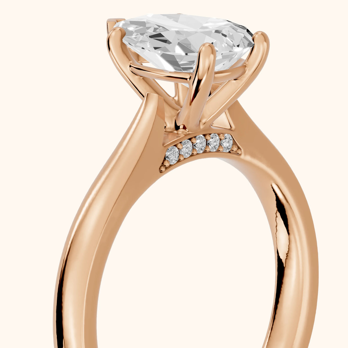 Sofia Cathedral Pear Diamond Engagement Ring in Rose Gold - slant-view.webp