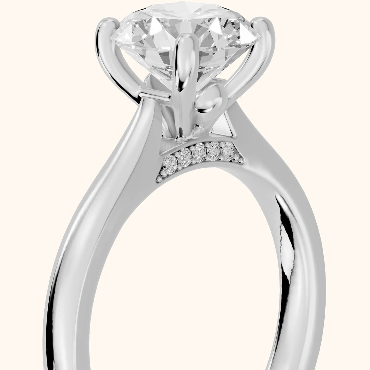 Sofia Cathedral Round Diamond Engagement Ring in White Gold - slant-view.webp