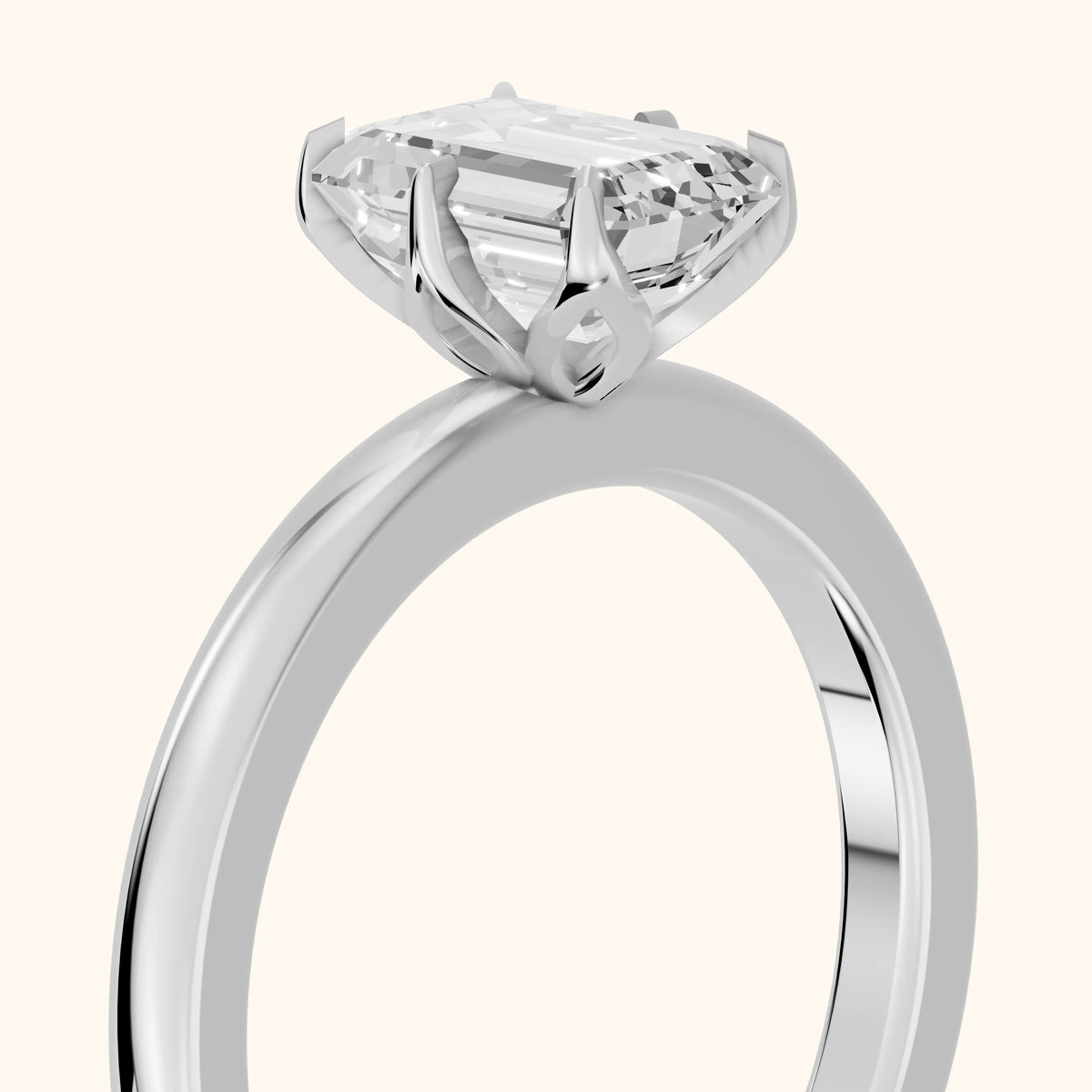 Serena Blossom Solitaire Emerald Diamond Engagement Ring in Platinum - slant-view.webp