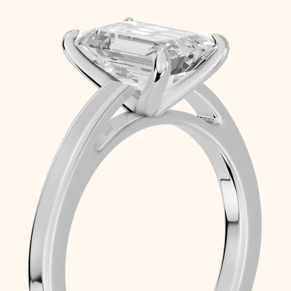 Kaia Solitaire Emerald Diamond Ring in Silver - slant-view.webp