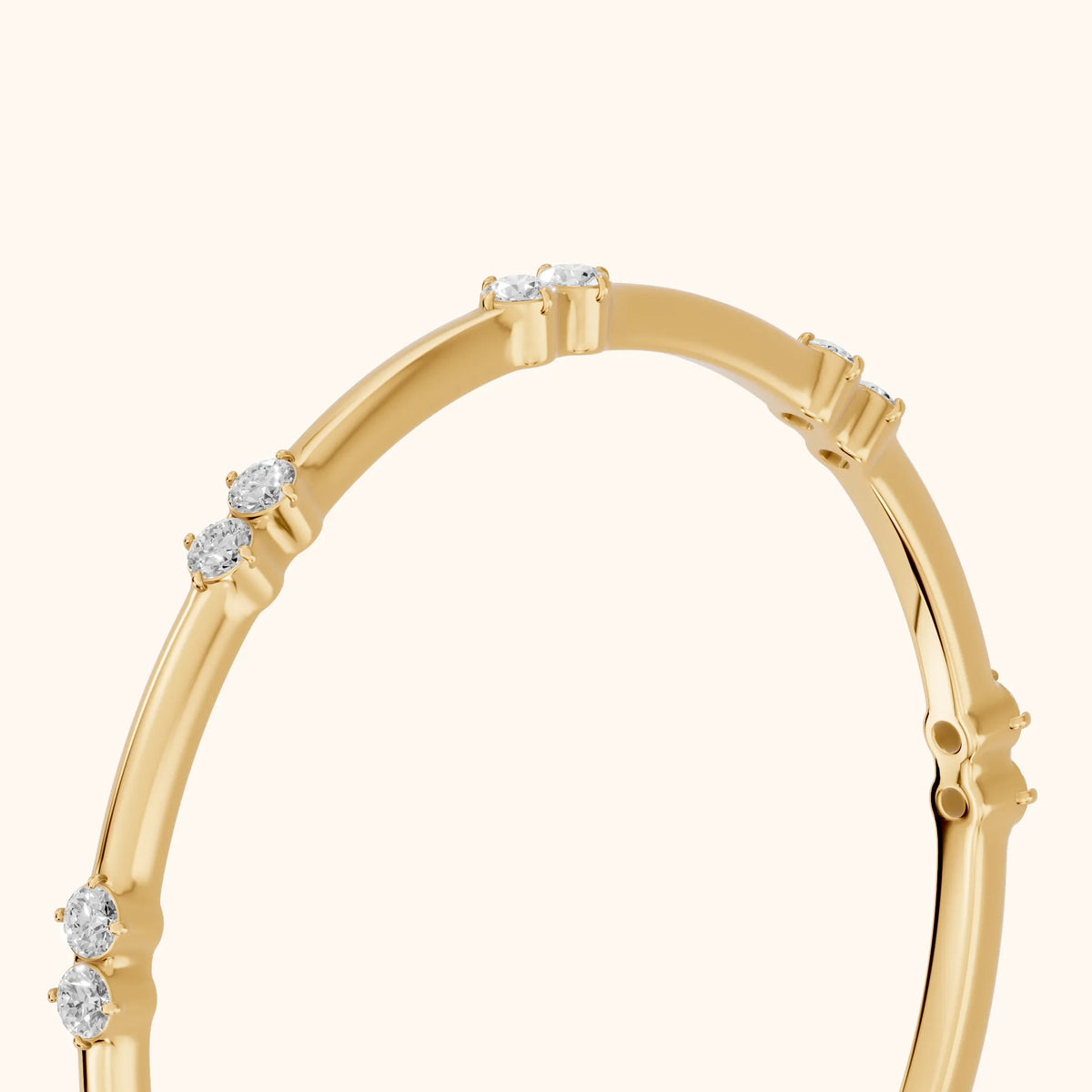 Penelope Claw Prong Round Diamond Wedding Band in Yellow Gold - slant-view