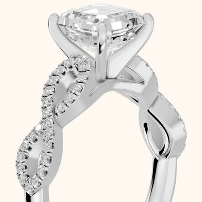 Althea Twist Micropavé Asscher Diamond Engagement Ring in White Gold - slant-view.webp