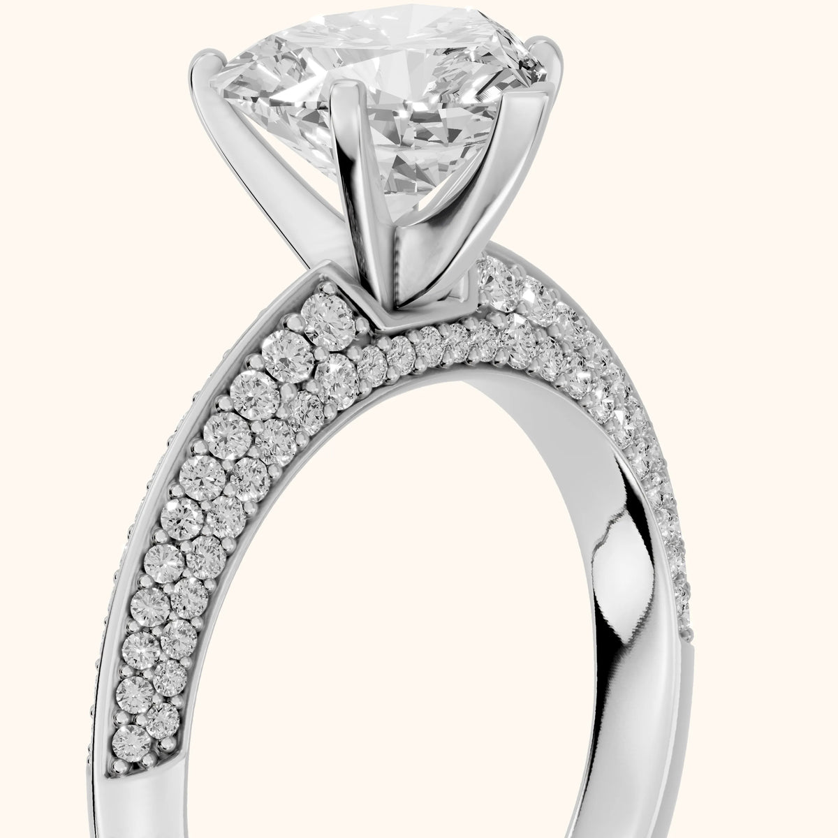 Lorna Knife Edge Pavé Heart Diamond Engagement Ring in Silver - slant-view.webp