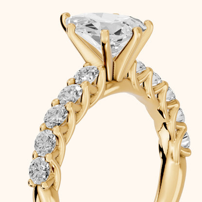 Heloise Statement Pavé Pear Diamond Engagement Ring in Yellow Gold - slant-view.webp